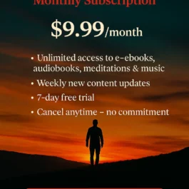 mindful-journey-monthly-subscription-wisdom-rain.webp Mindful Journey monthly subscription poster by Wisdom Rain – digital calm design featuring e-books, audiobooks, meditation, and royalty-free music access.
